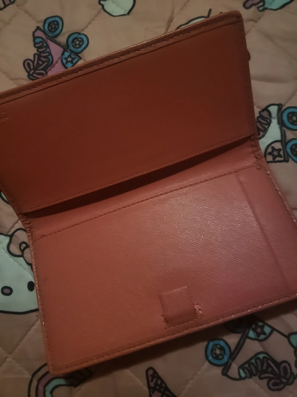 Coach Checkbook cover brown pink peach